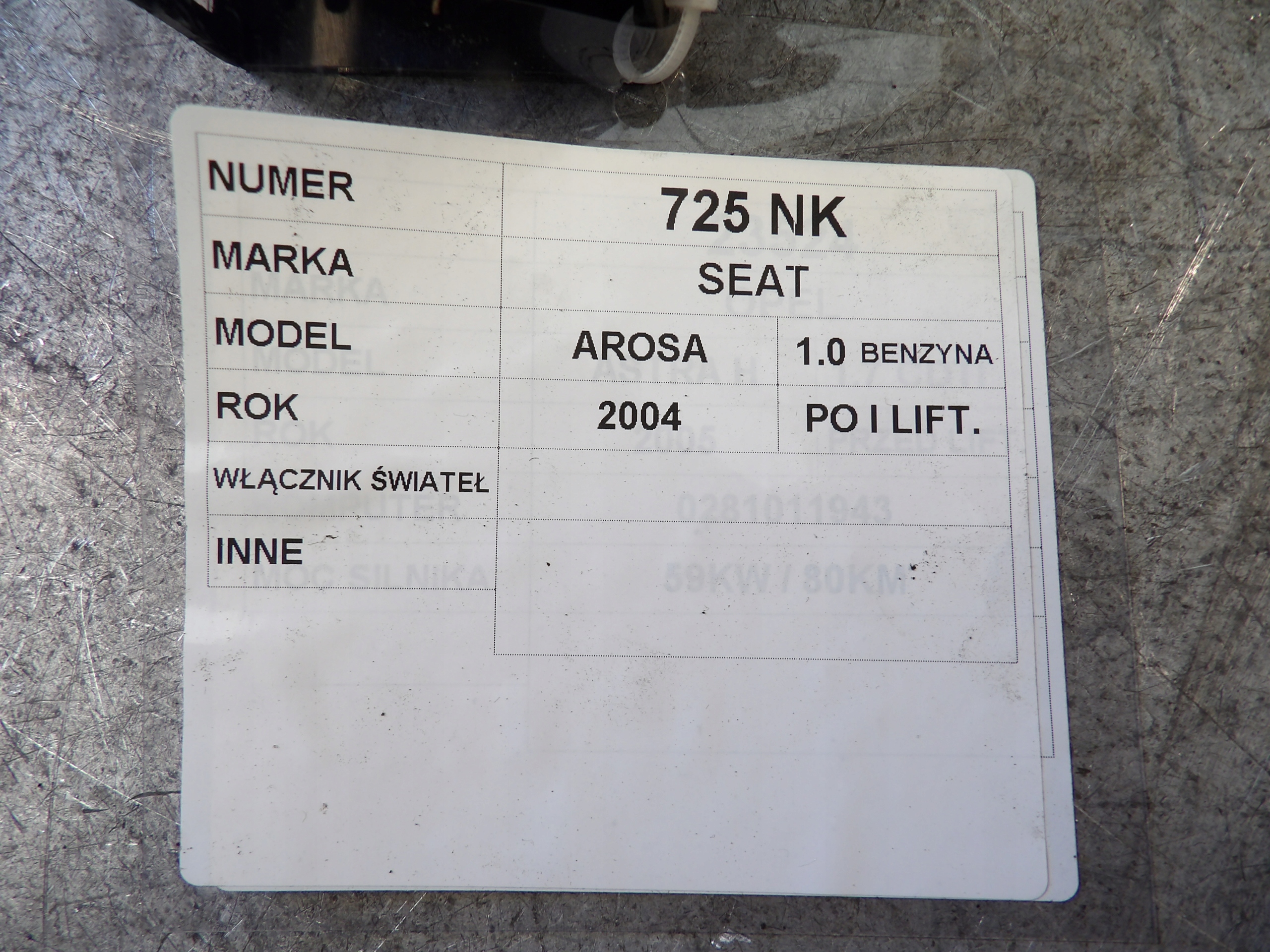 Seat Arosa interruttore luci 6H0941531D