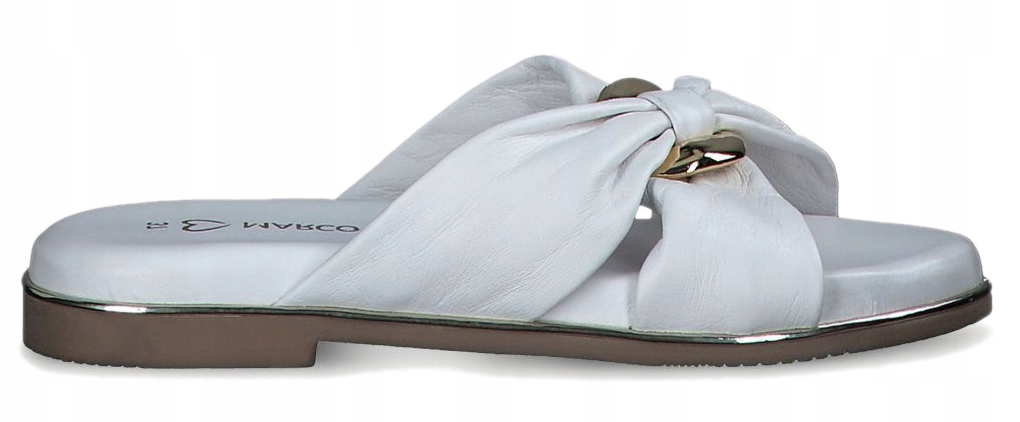 Marco Tozzi bílé dámské kožené nazouváky pantofle na plochém podpatku 40