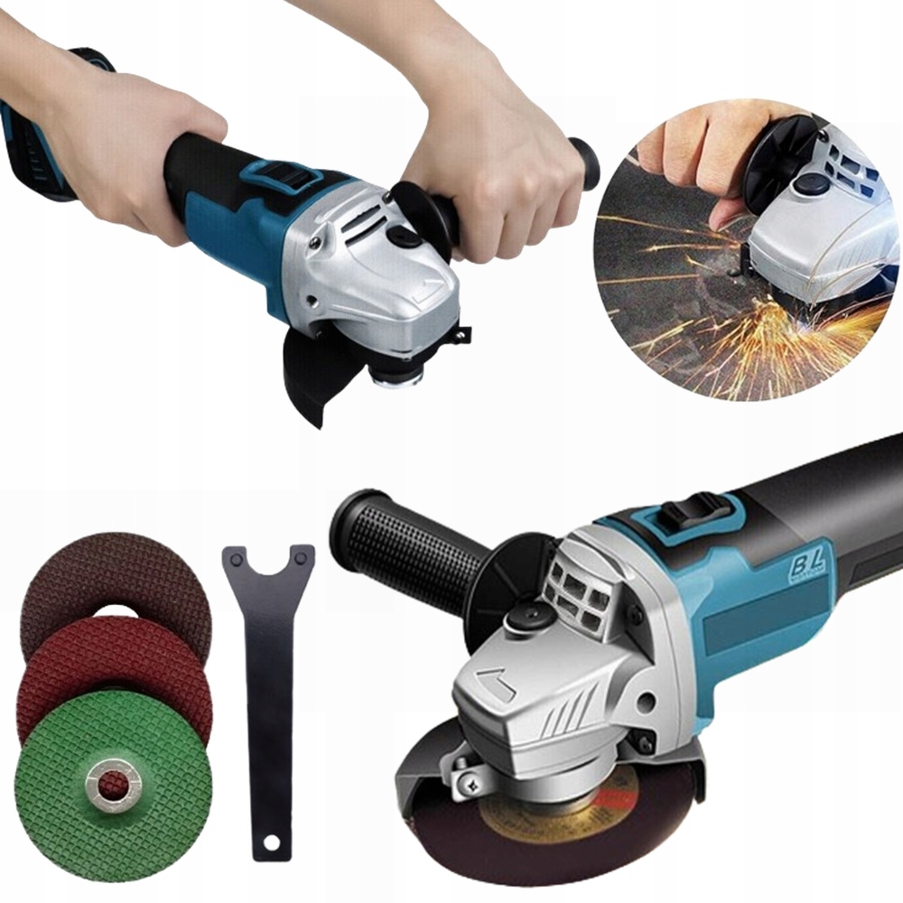 125 mm bezkartáčová úhlová bruska leštička řezací stroj 3 x kotouč