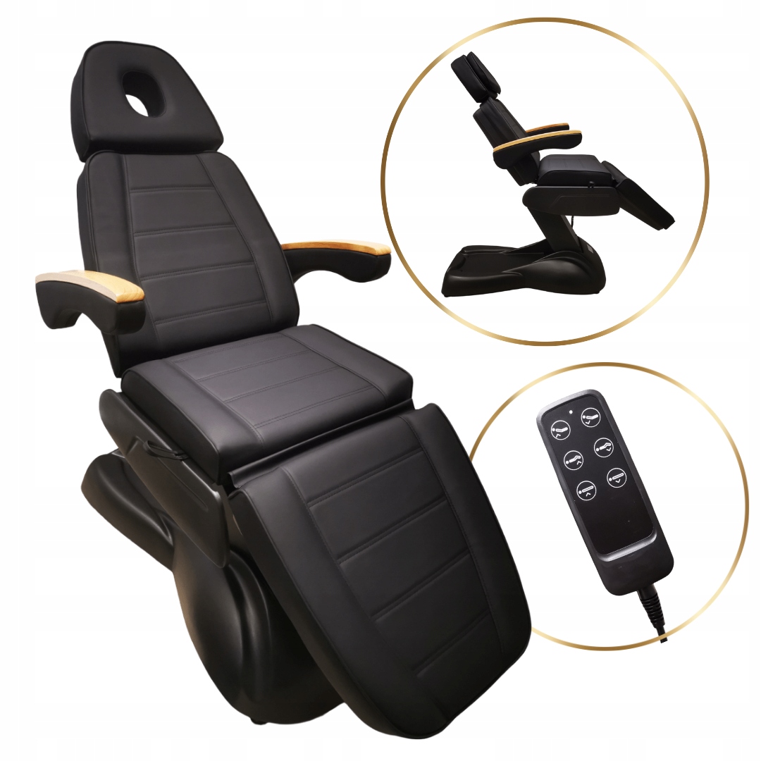 Fotel Kosmetyczny Elektryczny Pedicure Lux 3 Silniki Spa Czarny
