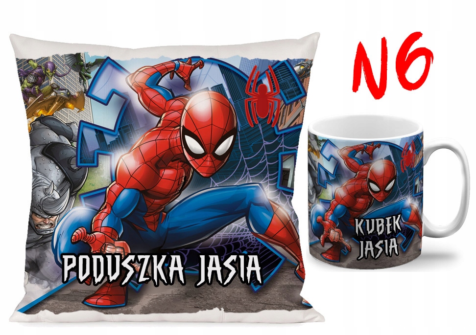 ZESTAW KUBEK + PODUSZKA SPIDERMAN + IMIĘ GRATIS N2 Tematyka, motyw spiderman