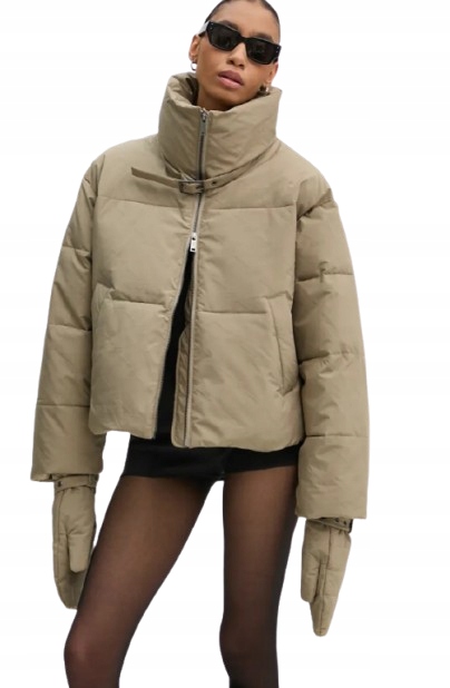 Gestuz Zelená Krátká Prošívaná Bunda S Páskem U Krku 38 2DD