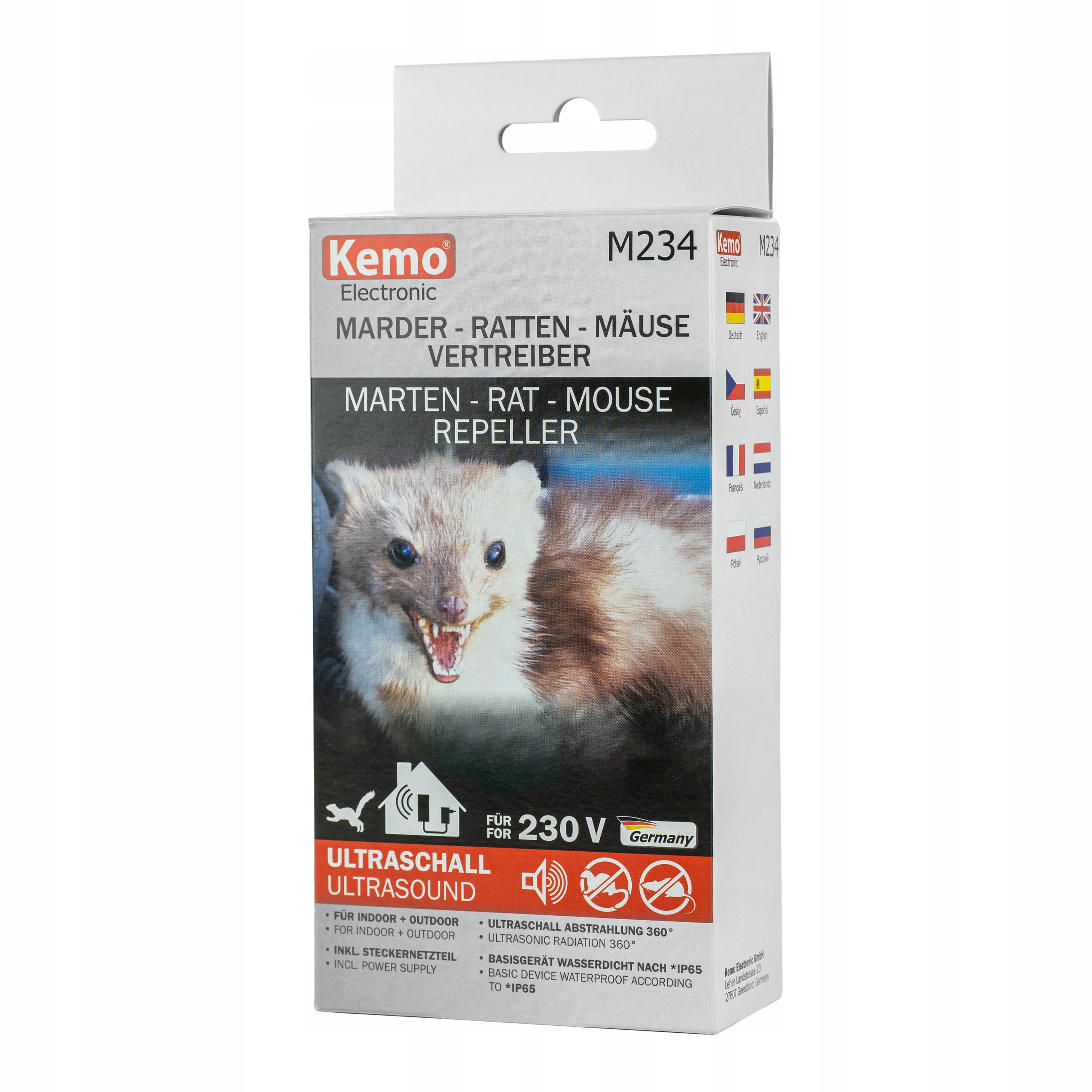 Voděodolný odpuzovač potkanů a kun Kemo M234
