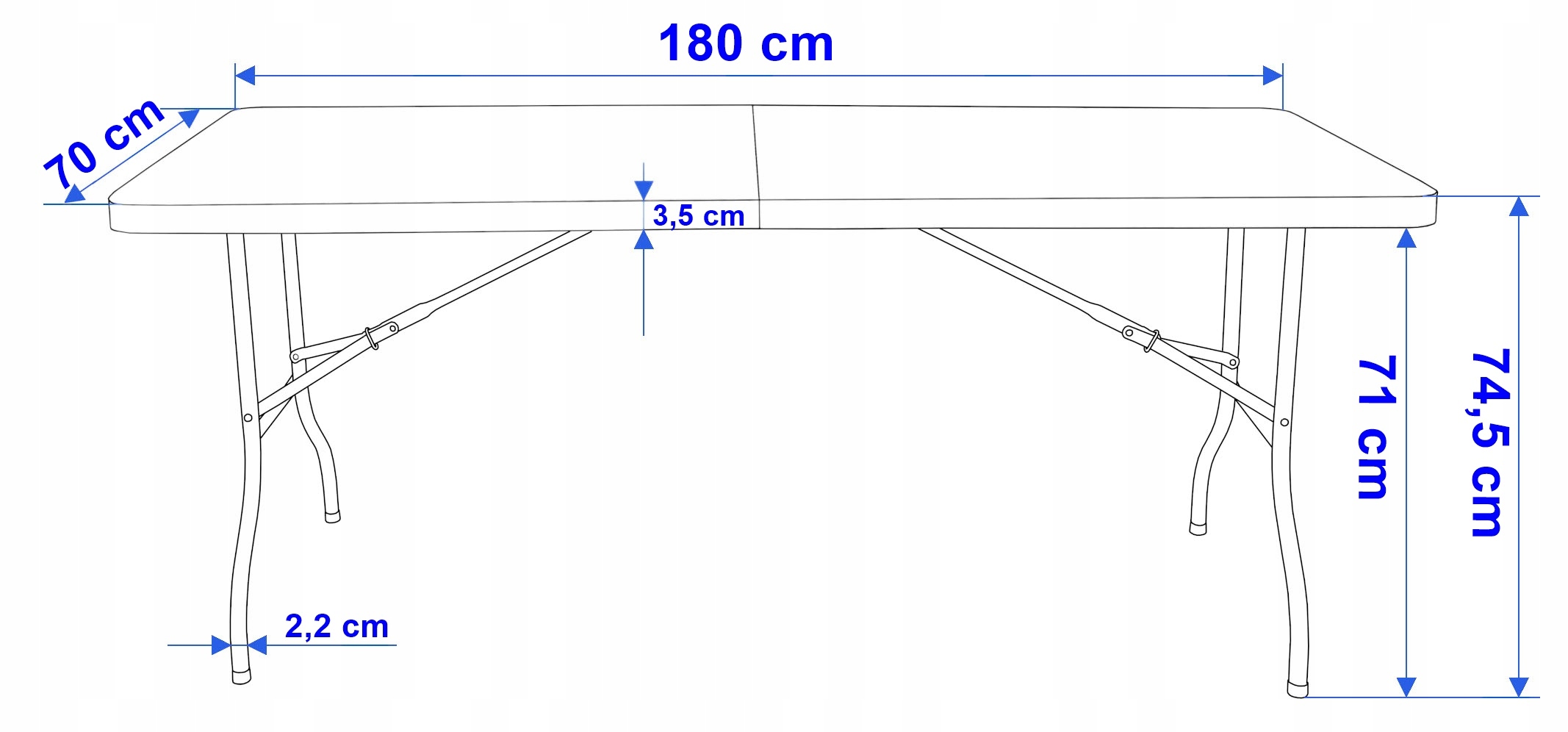 Zahradní Cateringový Stůl Skládací Banketový Turistický Kufr 180 CM