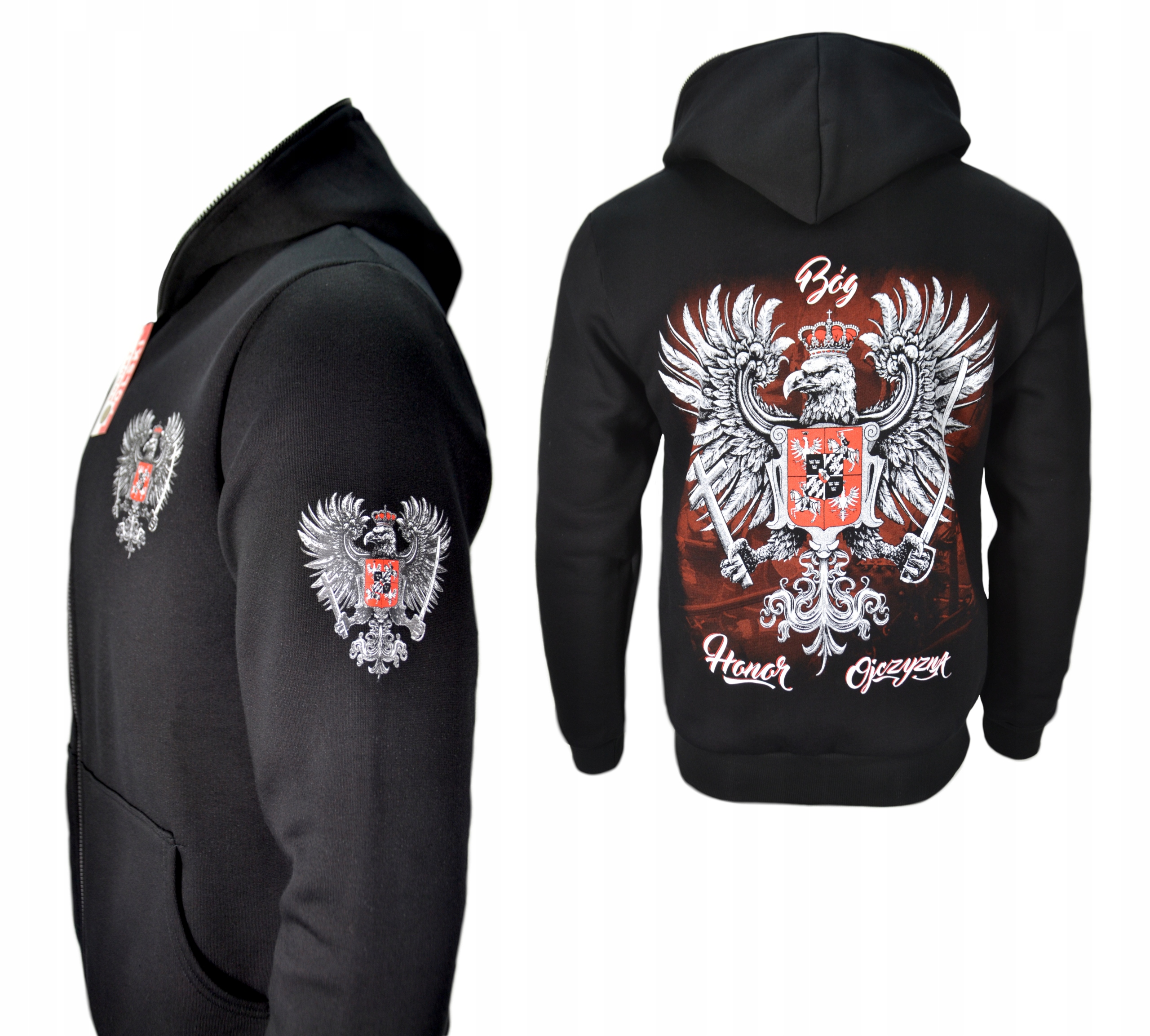 Rozepínací mikina patriotická Bůh čest vlasti Polský vel. 3XL