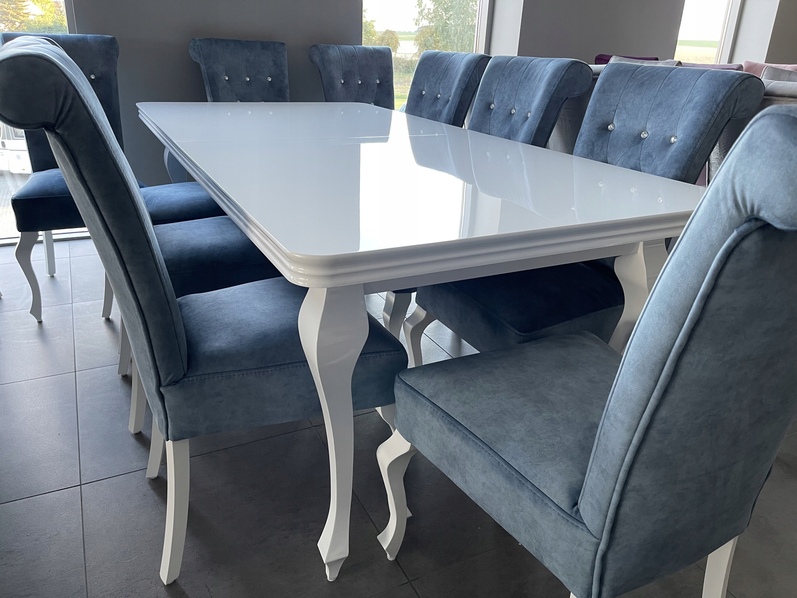 Zestaw Stół 170/210 + 6 krzeseł Glamour połysk Kolor korpusu stołu biały