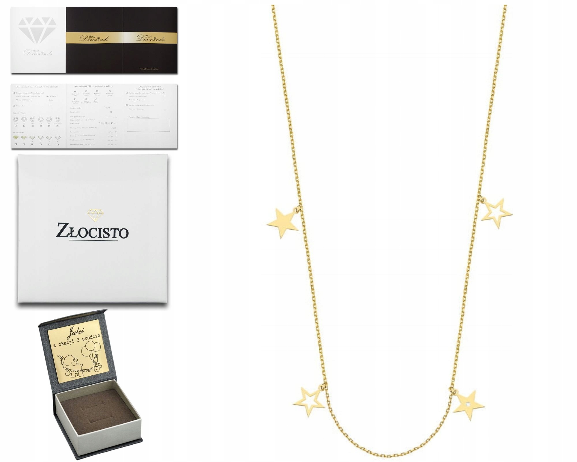 Celebrita Náhrdelník Choker 585 Diamant Hvězdičky