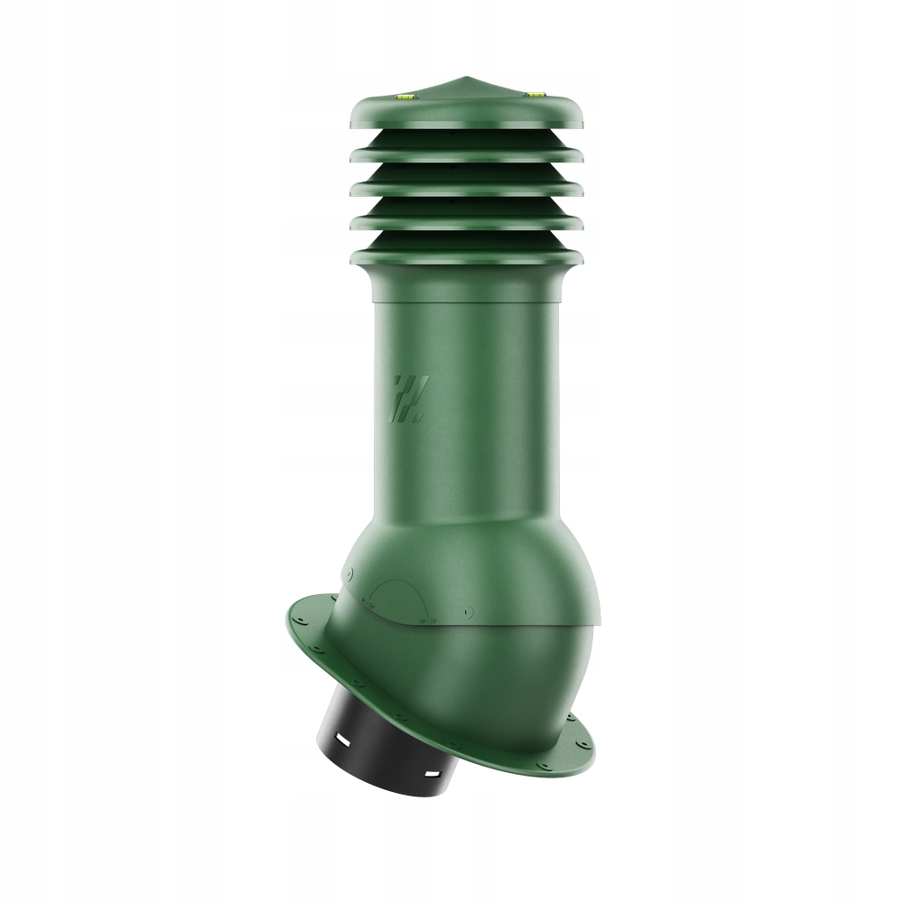 Větrací komín HiVENT 125 s plochou krytinou asfaltový šindel rubek Zelený