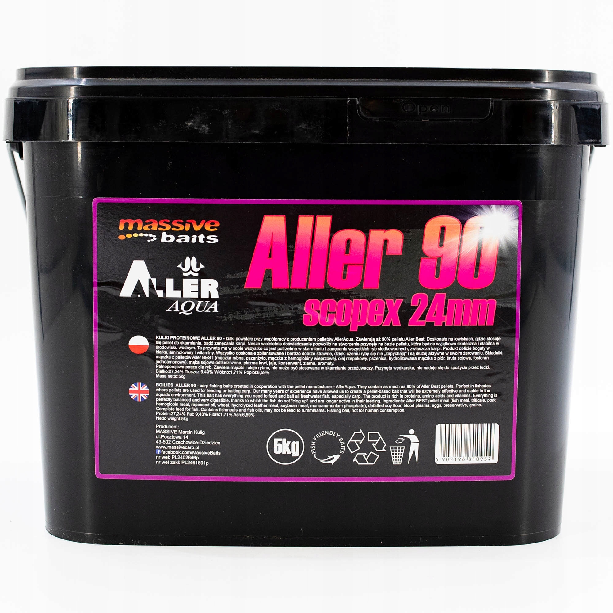 Kuličky Massive Baits Boilies Aller 90 Scopex 24mm 5kg