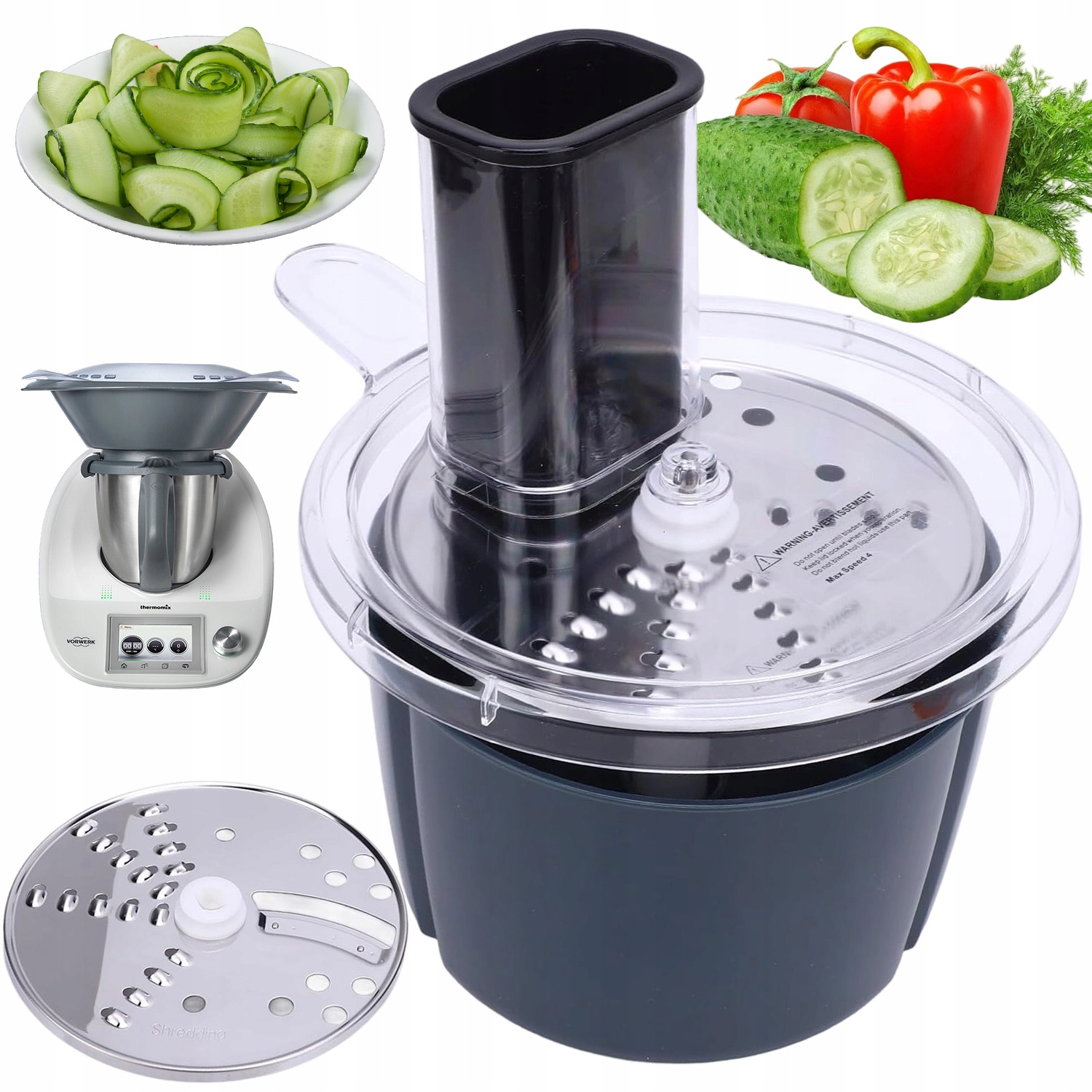 Řezací A Krájecí Nástavec Se Struhadlem Pro Thermomix TM6 TM5, Oboustranná Čepel