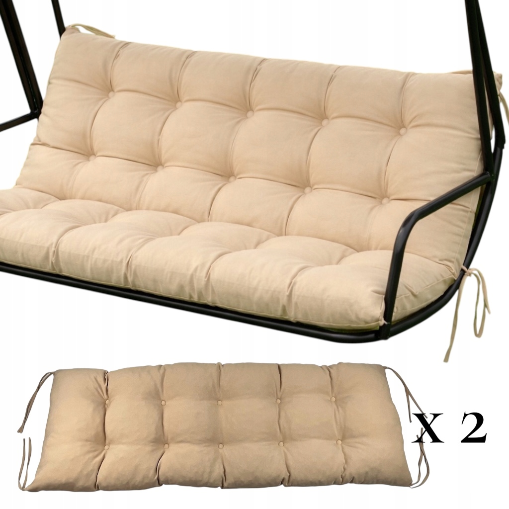 Polštáře na zahradní houpačku 150x50 sada 2 ks béžová