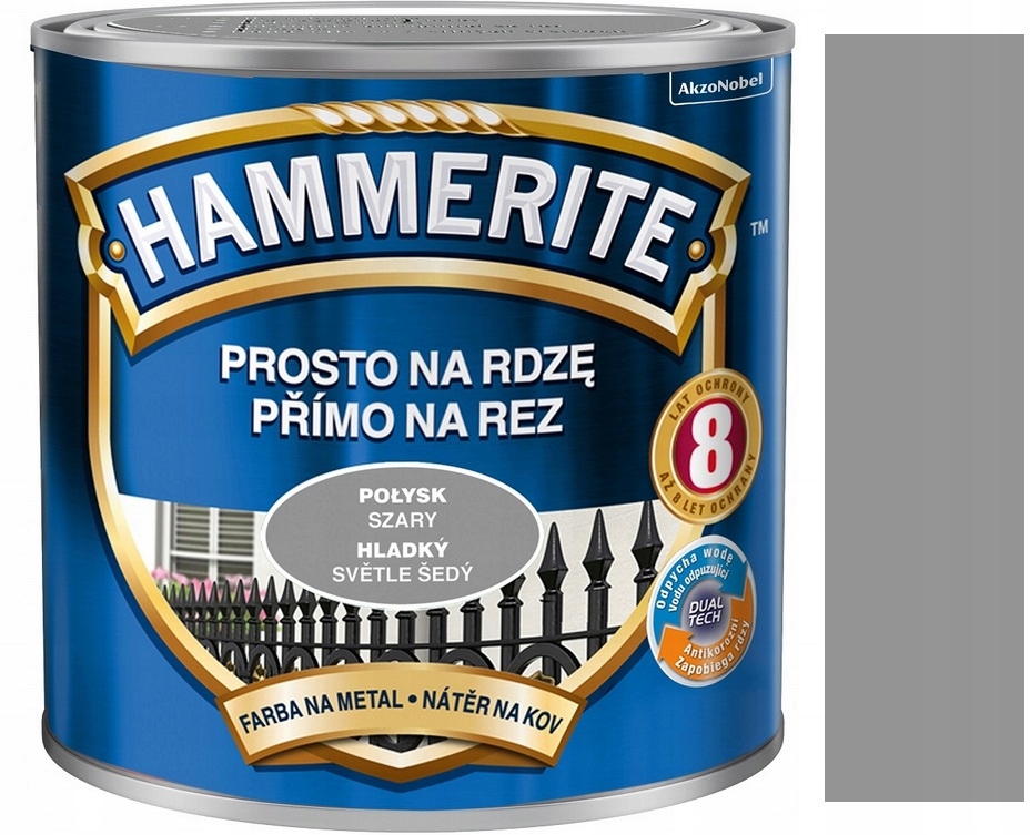 Hammerite Farba Na Rdzę Do Metalu Szary Połysk 5L