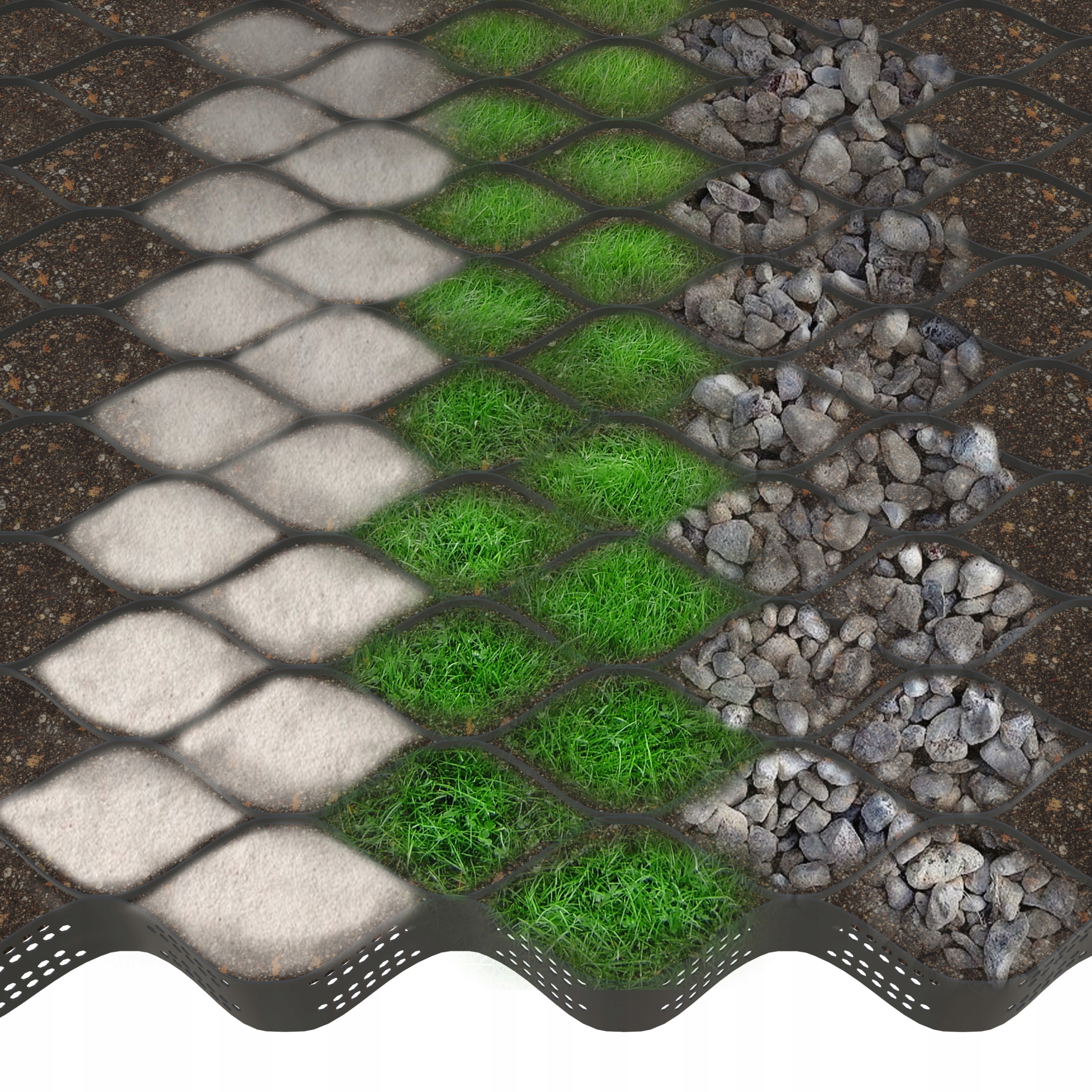 Geokrata Geosíťka Buněčná Geobuňka 5cm 22*22 cm 3.5 m x 3.2 m 11.2 m²|