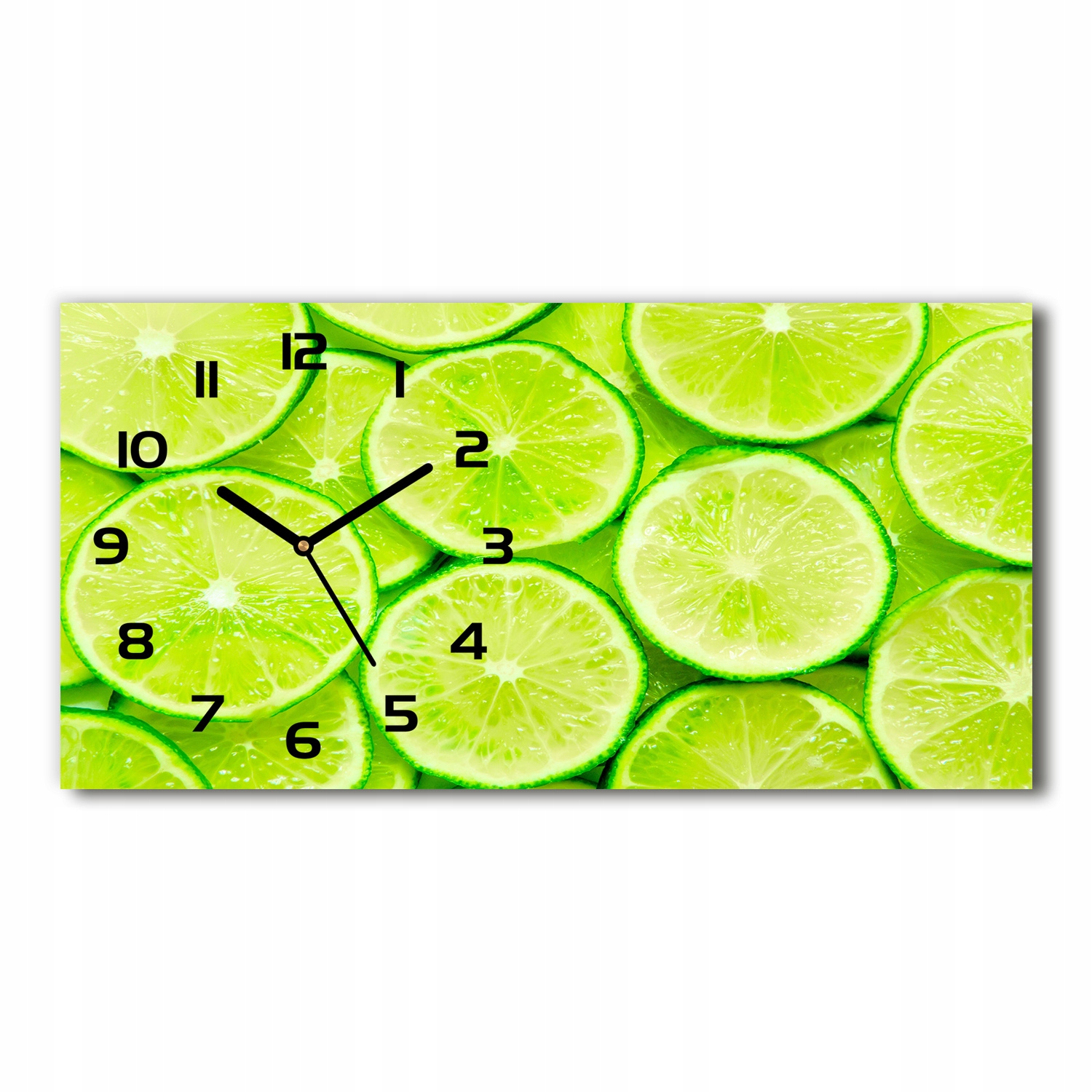 

Szklany zegar ścienny do salonu Limonki 60x30 cm