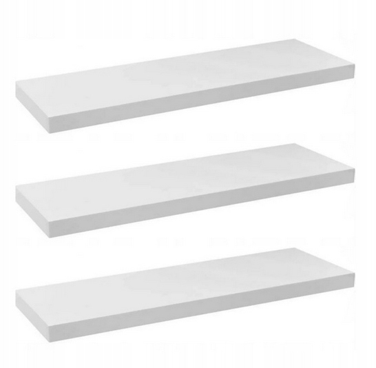 Sada 3 bílých polic o délce 50 cm, moderní, minimalistické