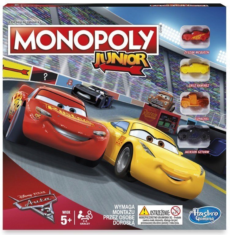 Gra Monopoly Junior Auta 3 Mattel C1343
