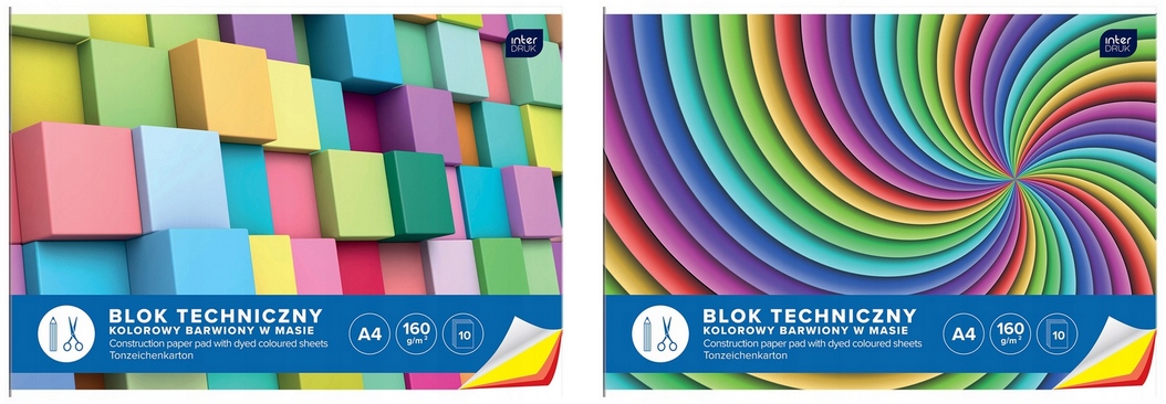 Blok techniczny kolorowy A4 10 kartek, Interdruk Kod producenta 5902277070029