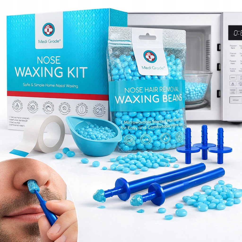 MediGrade Wosk Do Depilacji Nosa Uszu Zestaw Do Woskowania 50g Twardy Wosk