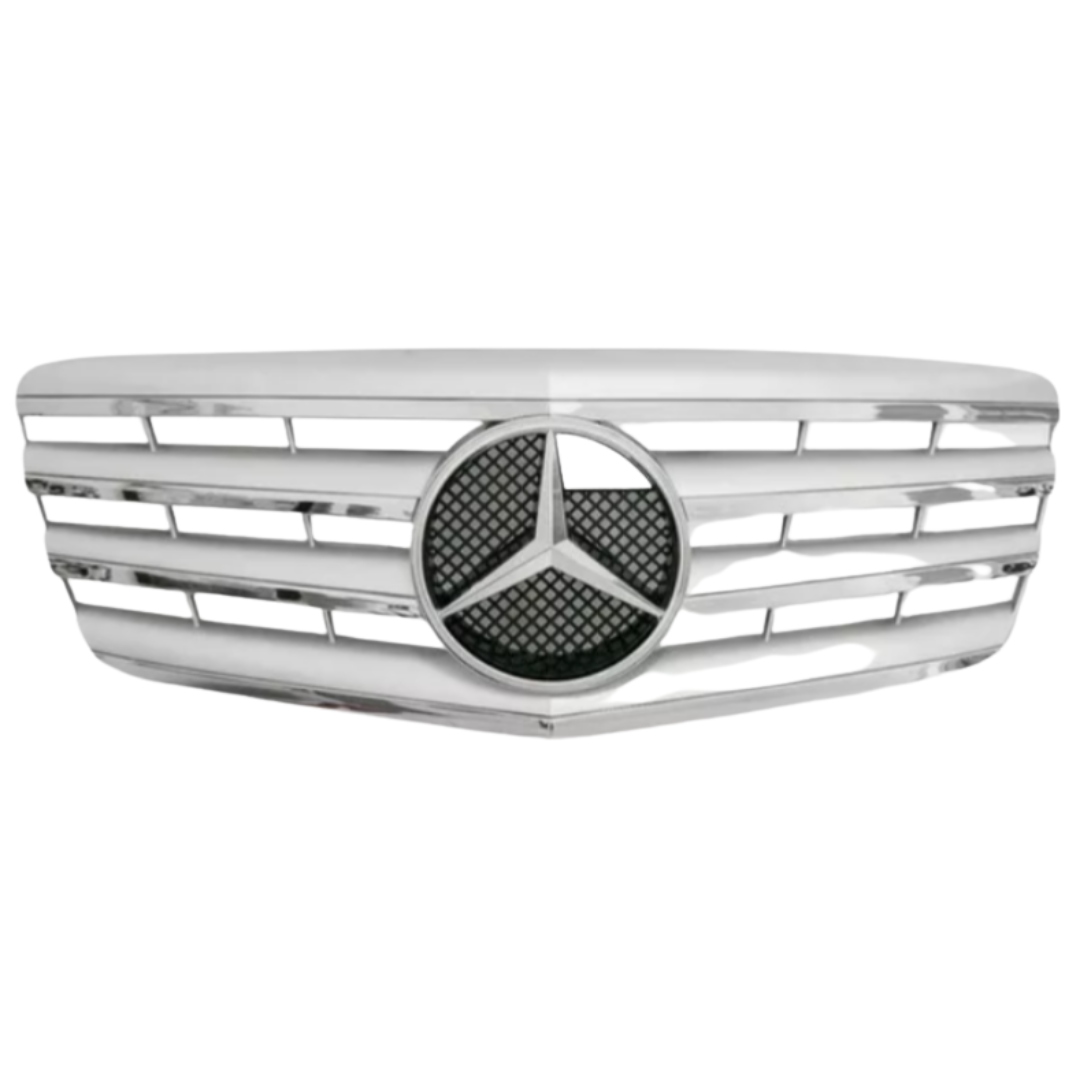 Mercedes E Třída W211 2007 – Atrapa Gril Chrom Stříbrná Razítko Nové