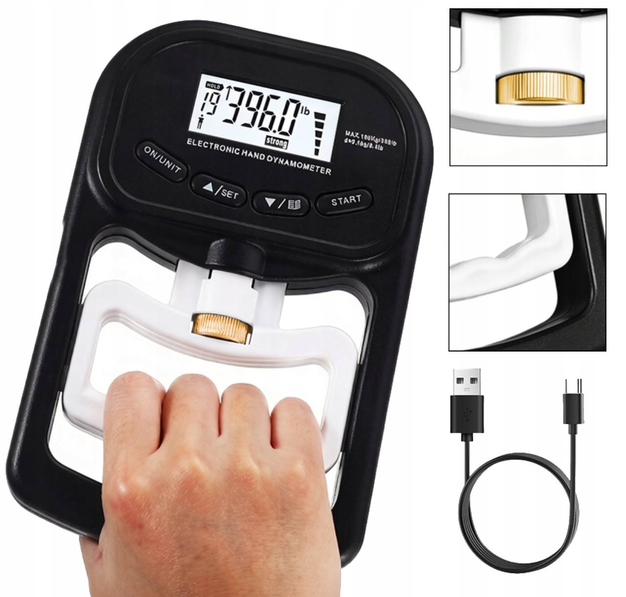 Cyfrowy Tester Siły Chwytu Ręczny Moment Obrotowy Ładowalny Zakres 1-180kg