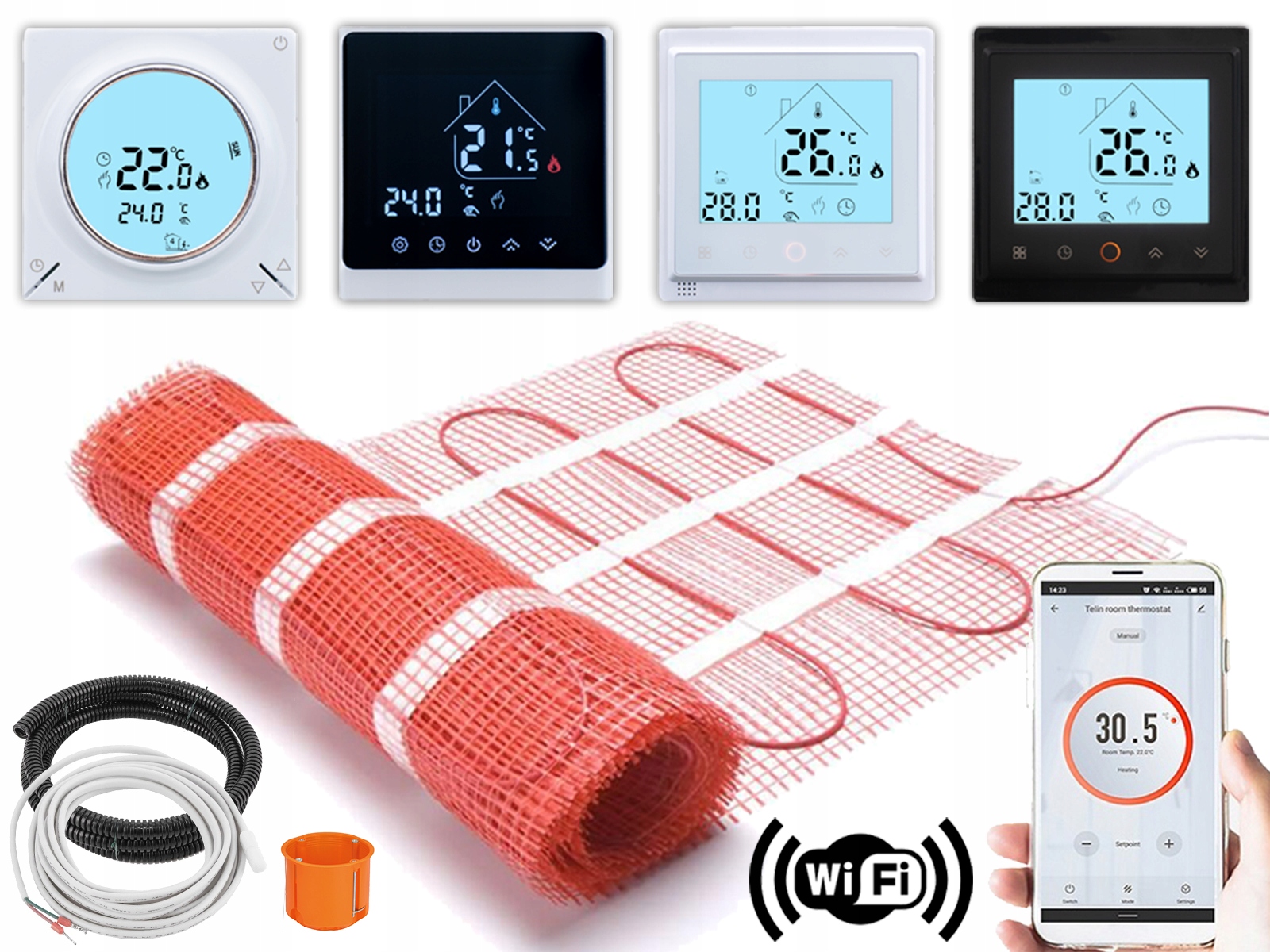 Vykurovacia Podložka pod dlaždice gres 12m2 170W/m2 Sada Termostat Wifi
