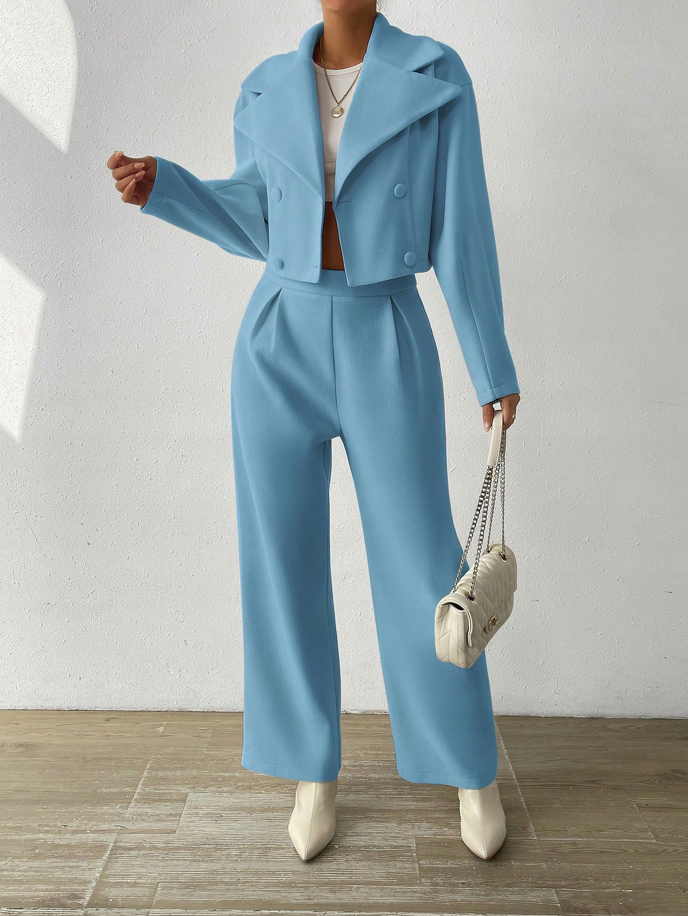 Dámský Komplet Oversized Modrý, Elegantní, Stylový, Módní Shein, Velikost 40