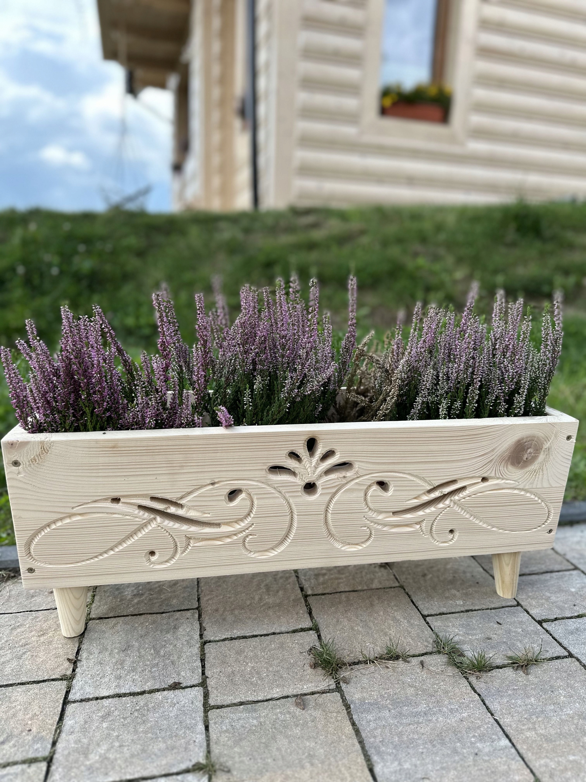 Kwietnik drewniany ŚWIĄTECZNY NA PREZENT stojący donica boho SARNA tik Stan opakowania oryginalne