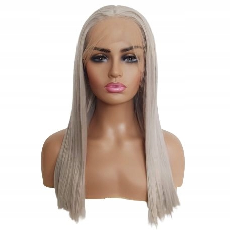 Paruka Lace Front šedá blond šedá 55 cm čepička Bonus