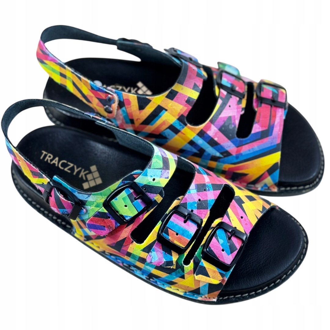 Sandály Pohodlné Přírodní Kůže Profilované Fussbett Nastavitelné vel. 37