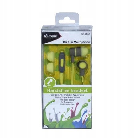 Słuchawki Vakoss SK-214G dokanałowe z mikrofonem kolor szary