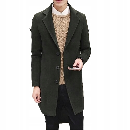 STYLOWY PŁASZCZ MĘSKI TRENCZ JEDNORZĘDOWY BIZNES