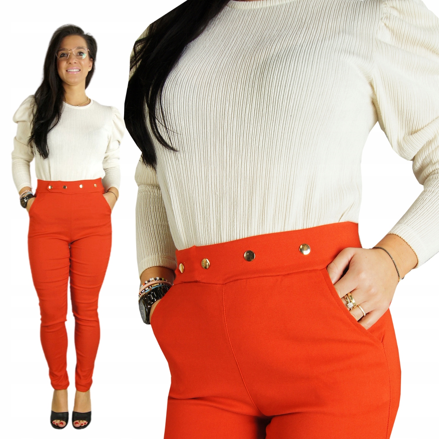 

Spodnie z Wysokim Stanem jeans Modelujące 584, S/m
