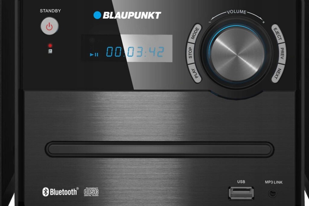 MINI WIEŻA STEREO BLUETOOTH BLAUPUNKT RADIO FM CD MP3 2 GŁOŚNIKI MS13BT Model MS13