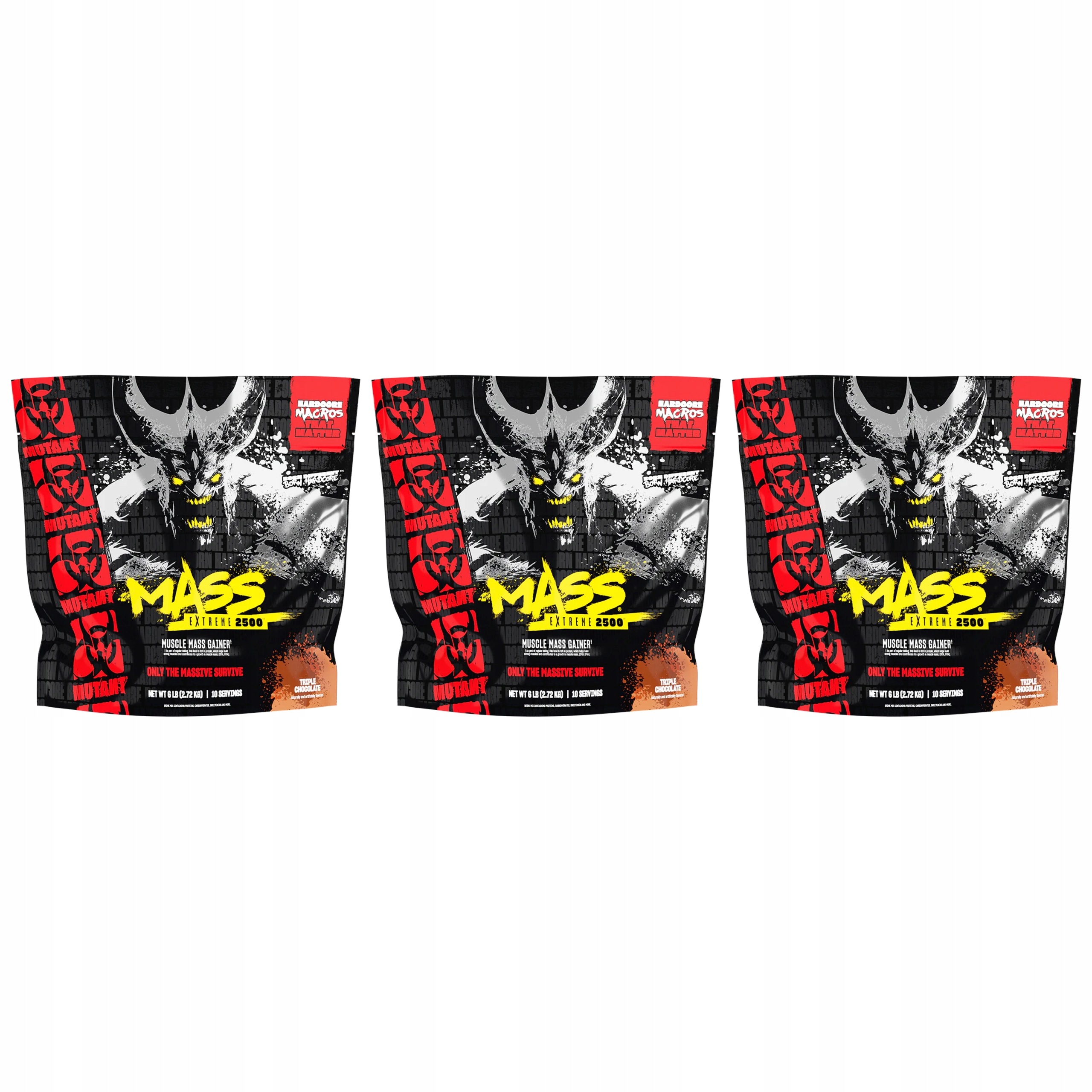 3x Gainer 1070 kcal svalová hmota bílkoviny 30 g sacharidy Mutant Mass