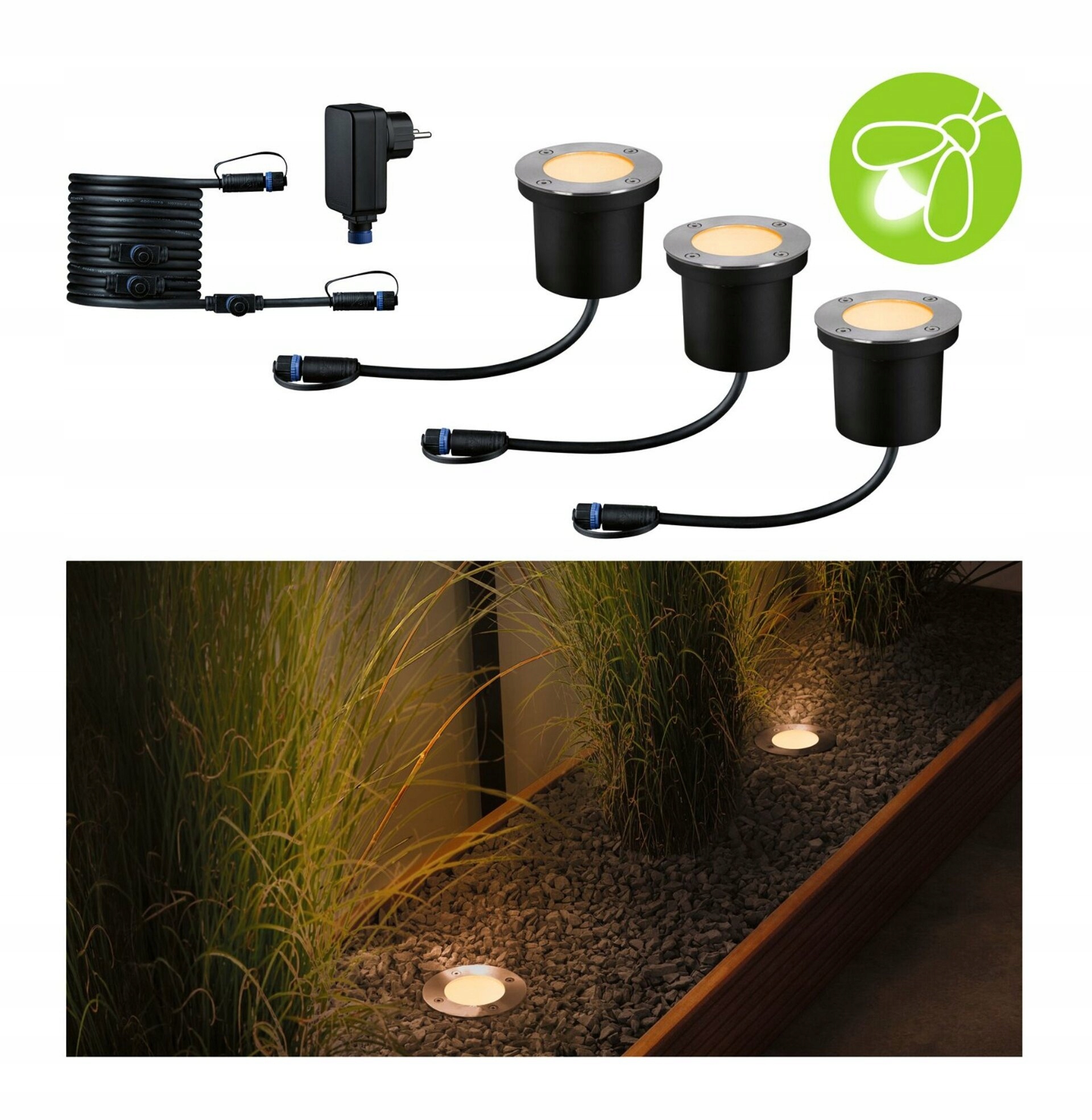 Paulmann Plug & Shine Led zemné svietidlo Floor sada 3x4,5W 2200K IP67 antra