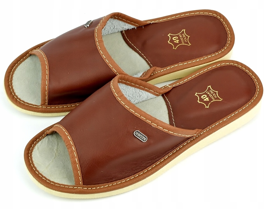 KAPCIE SKÓRA PL JAKOŚĆ PANTOFLE DOMOWE CIAPY r. 36 - 22,5 cm Rozmiar 36