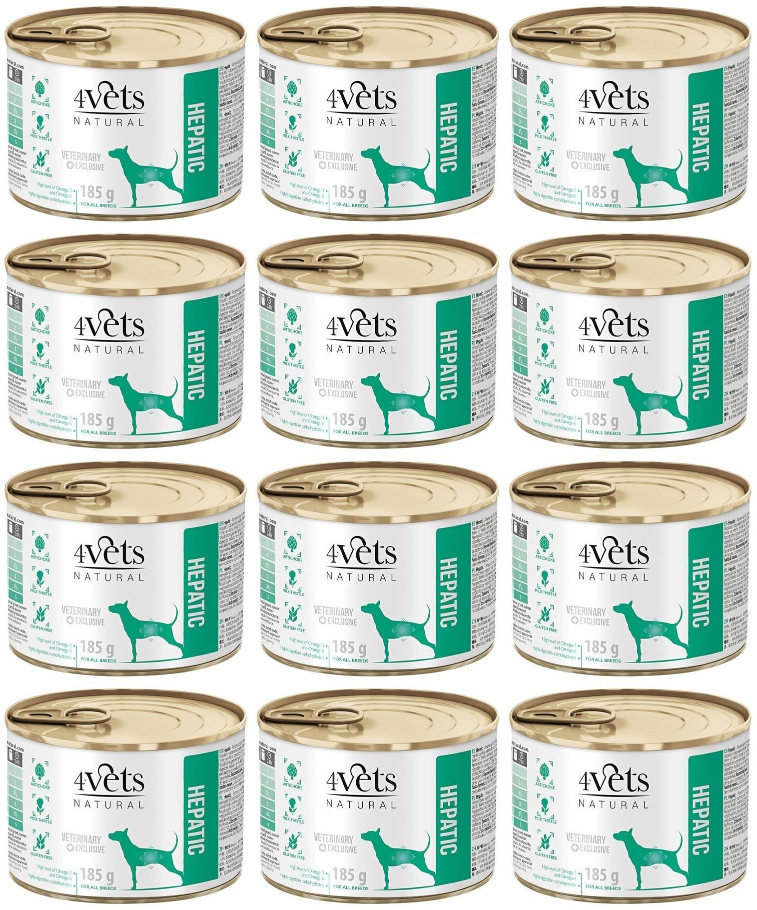 4Vets Natural Dog Hepatic 12 x 185 g Játrová konzerva pro psy, 12 x 185g