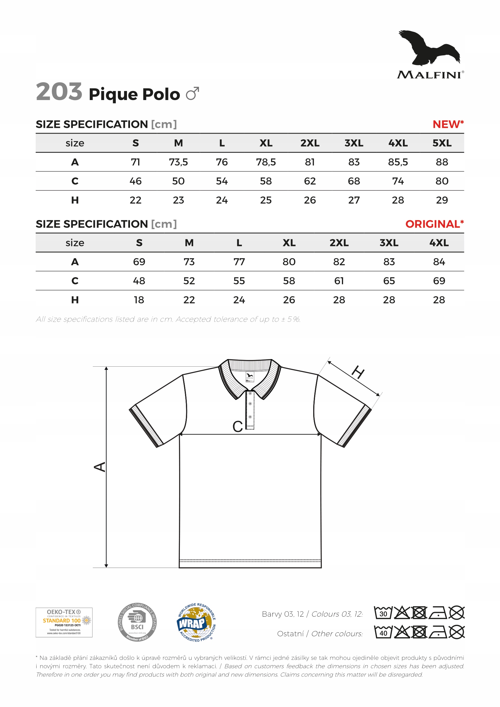 KOSZULKA PIQUE POLO 203 męska T-SHIRT BAWEŁNA 2XL Nazwa koloru producenta czarny
