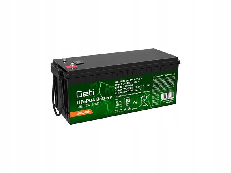 Baterie LiFePO4 25,6V 100Ah Geti GBLE-24-100D displej