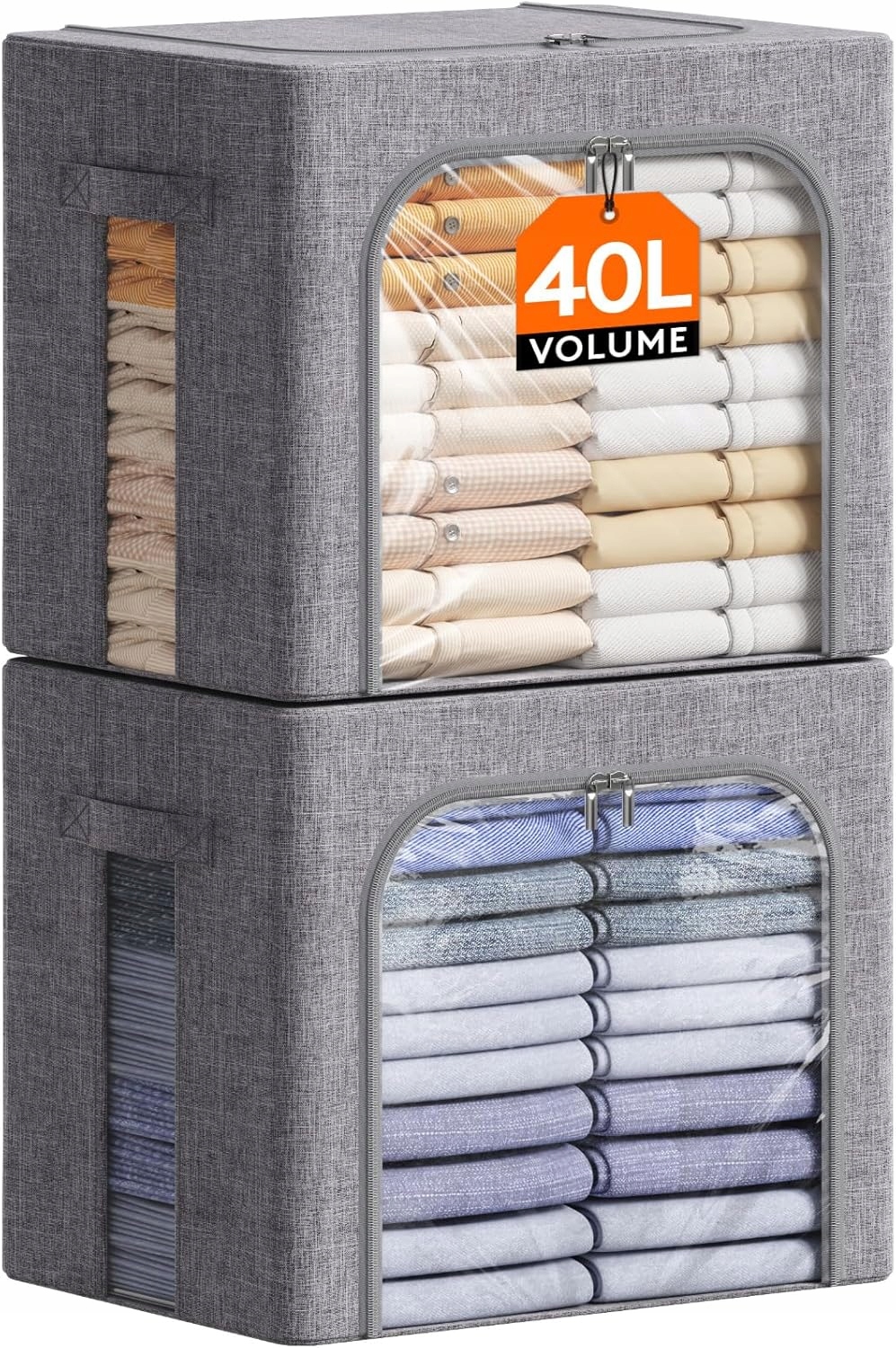 Lifewit Nádoby na oblečení 40L 2 ks Kovový rám Organizér