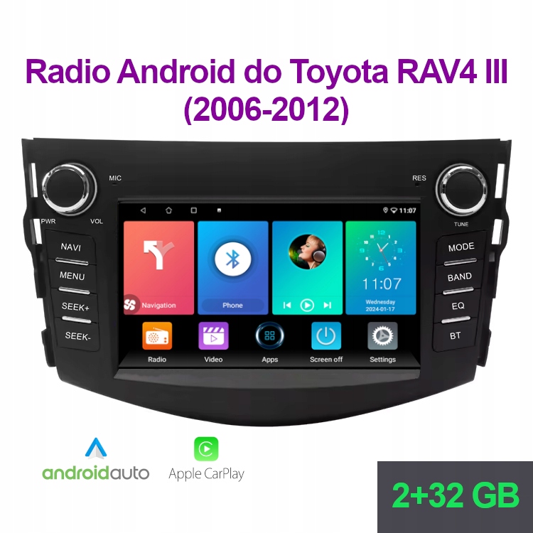 Android rádio Toyota RAV4 III 2+32 Gb Android Auto Carplay Wi-Fi /bt