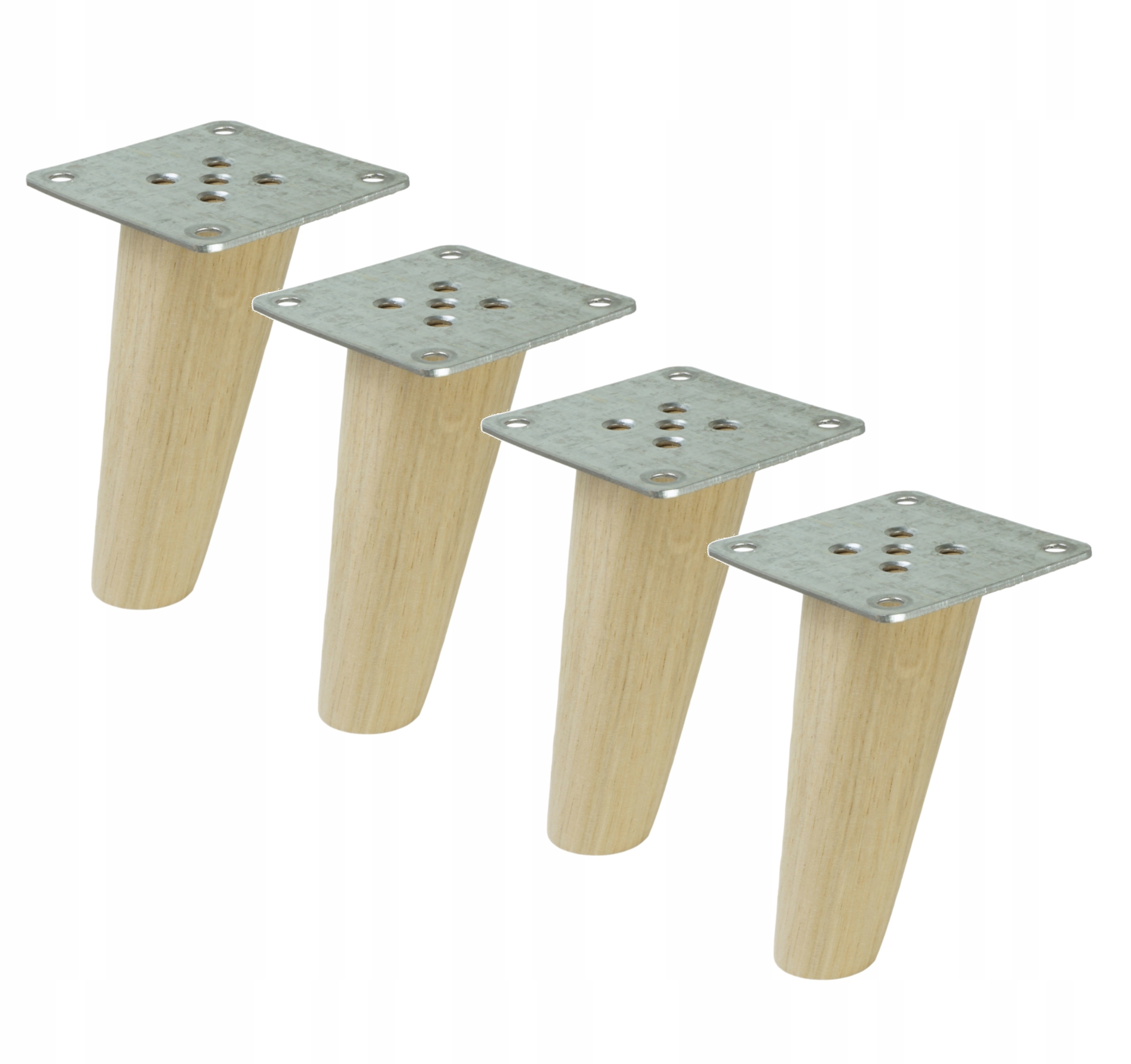 

Nogi drewniane, dąb stożek 10 cm blachy montażowe