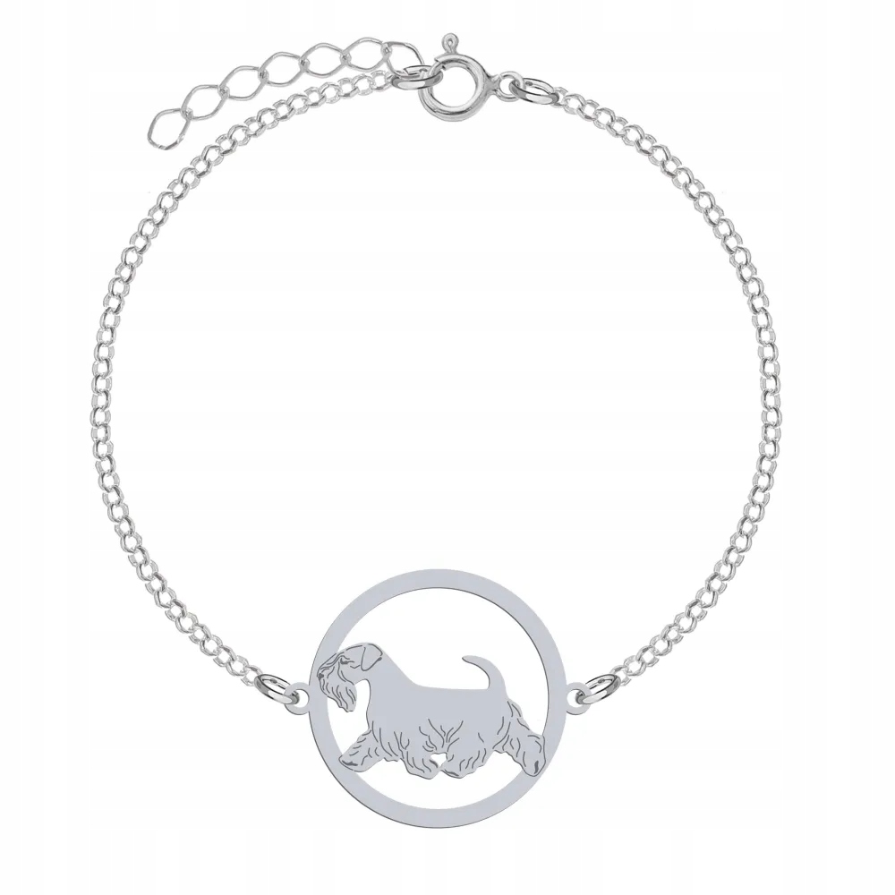 Stříbrný náramek s Sealyham teriérem 925 Řetízek Dárek Gravírování Bonus