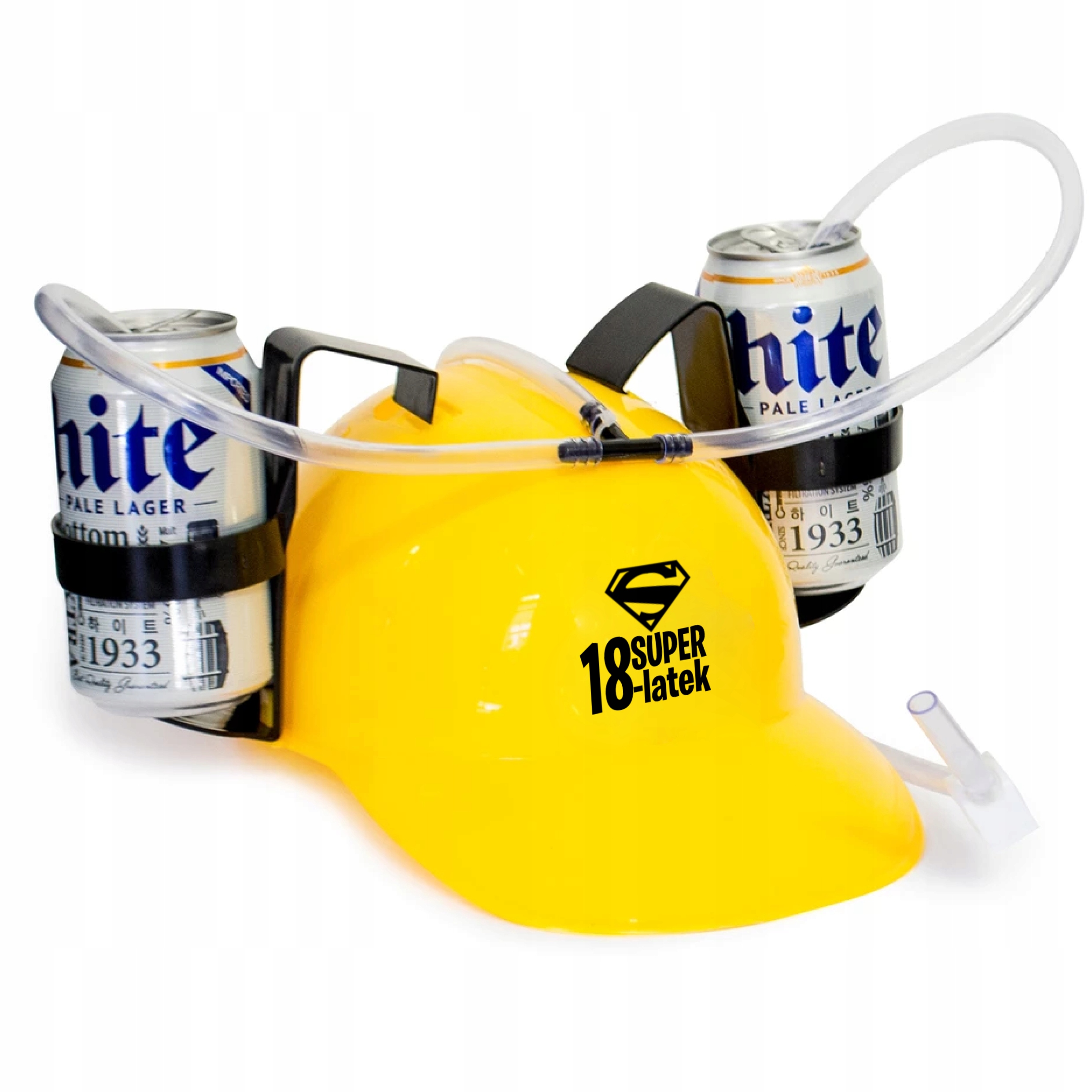 ŻÓŁTY KASK HEŁM NA PIWO URODZINY PREZENT NAKLEJKA