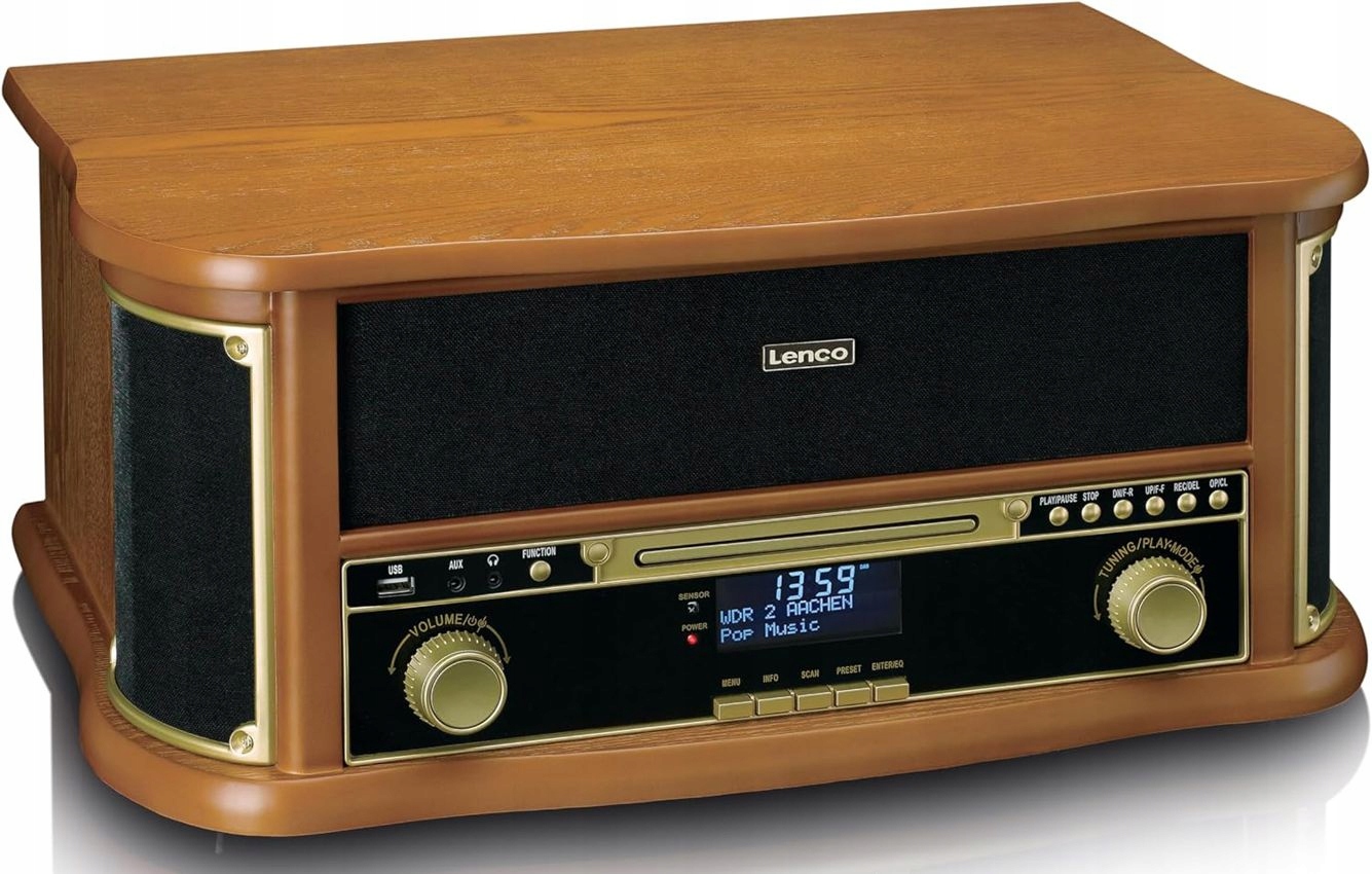 Gramofon Lenco TCD-2571 CD Mp3 USB DAB+ REC Bluetooth PILOT Prędkość obrotowa (obr./min) 33 1/3 45 78