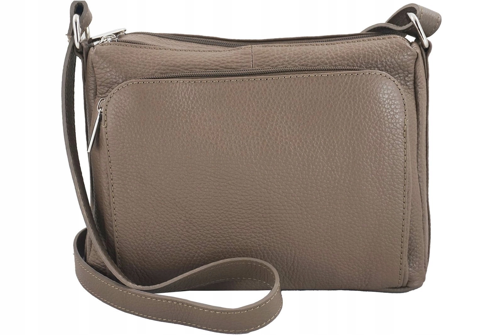 úhledná kožená Kabelka Přes Rameno s kapsami v tmavě béžové barvě