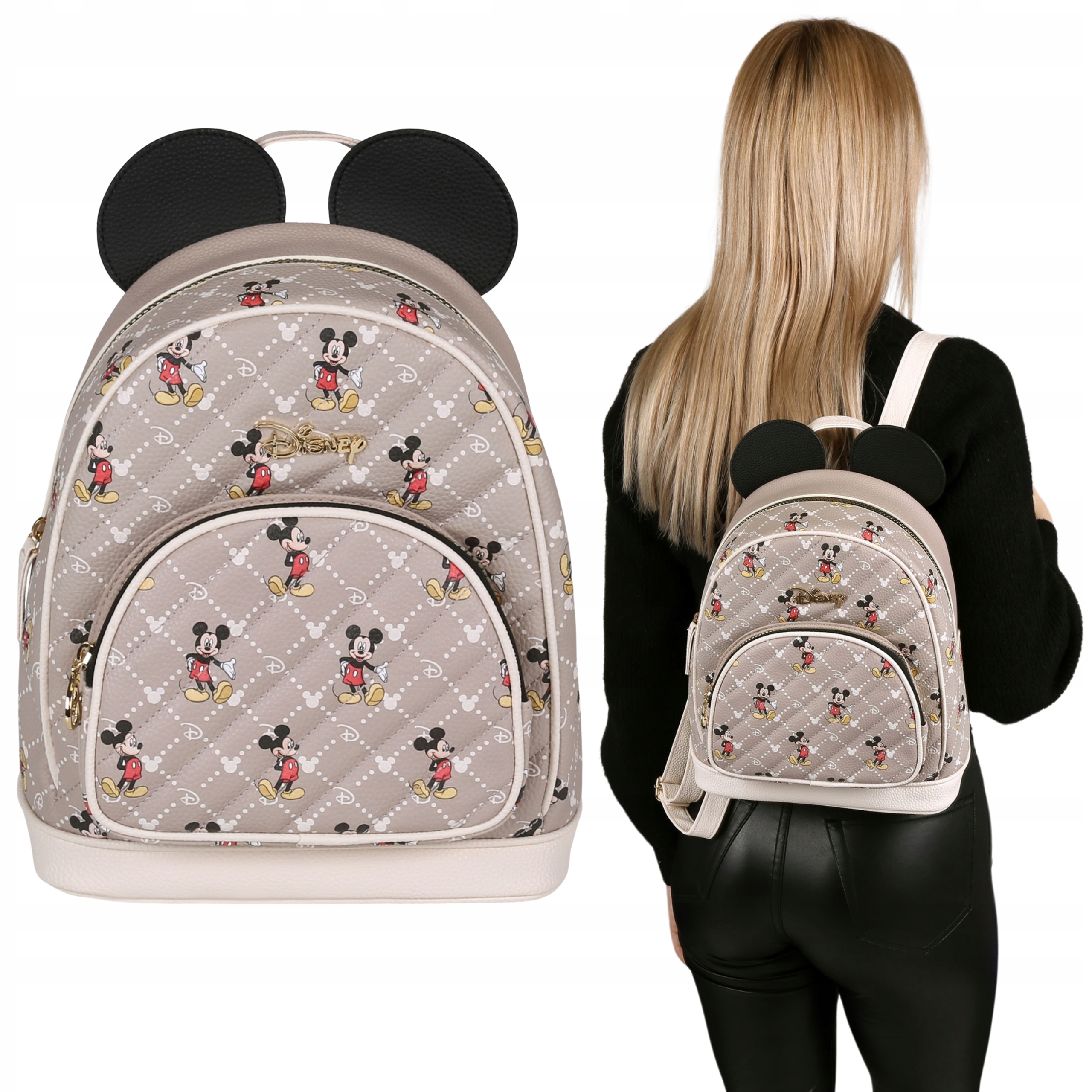 Disney myšák Mickey Béžový malý kožený batoh 29x22x11 cm