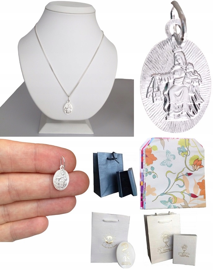 Łańcuszek srebrny + medalik Matka Boska Szkaplerz