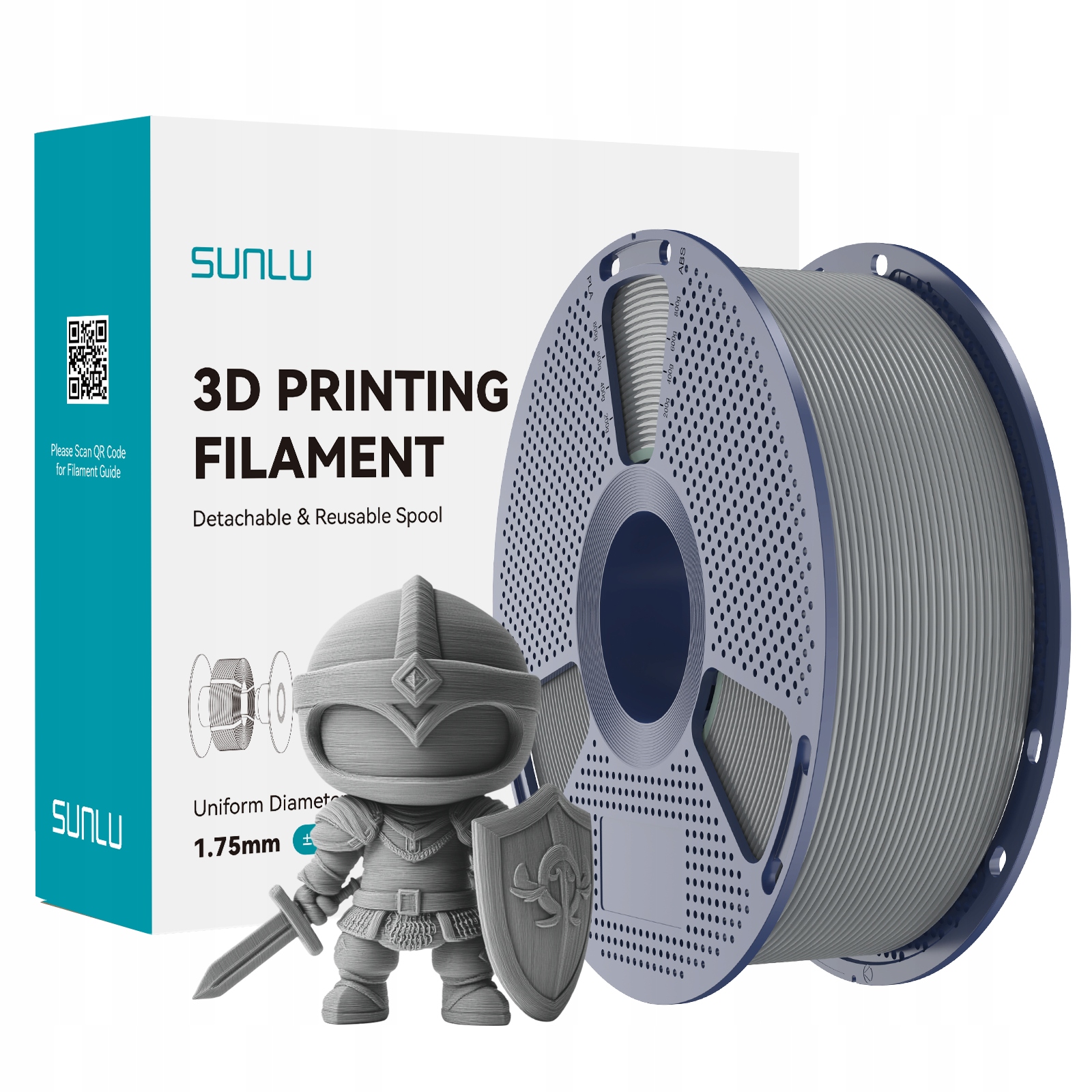 Filament PLA Sunlu 1,75 mm 1000 g szary