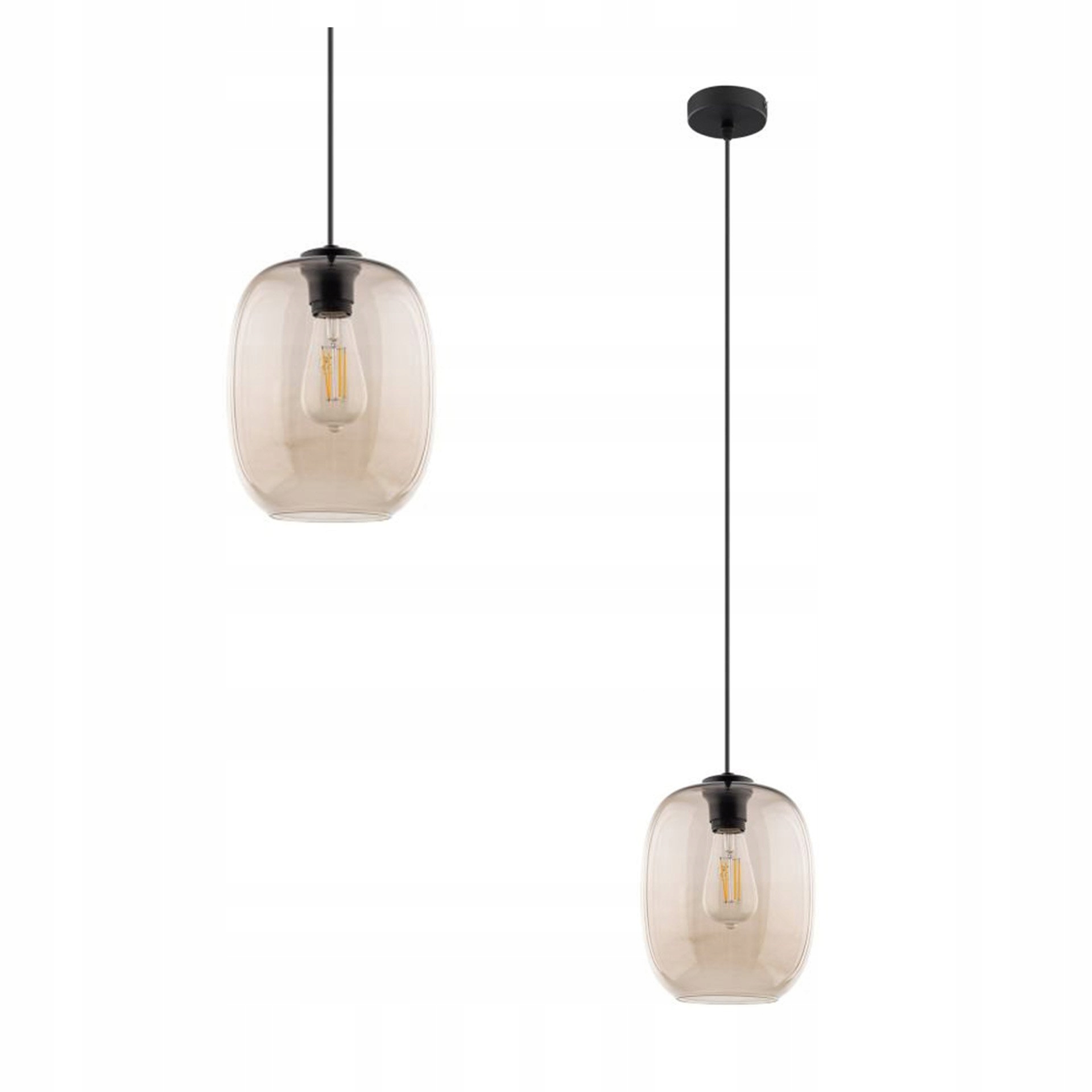 Lustr Závěsná stropní lampa Elio Černá E27 Stínidlo Len 20 cm Tk Lighting